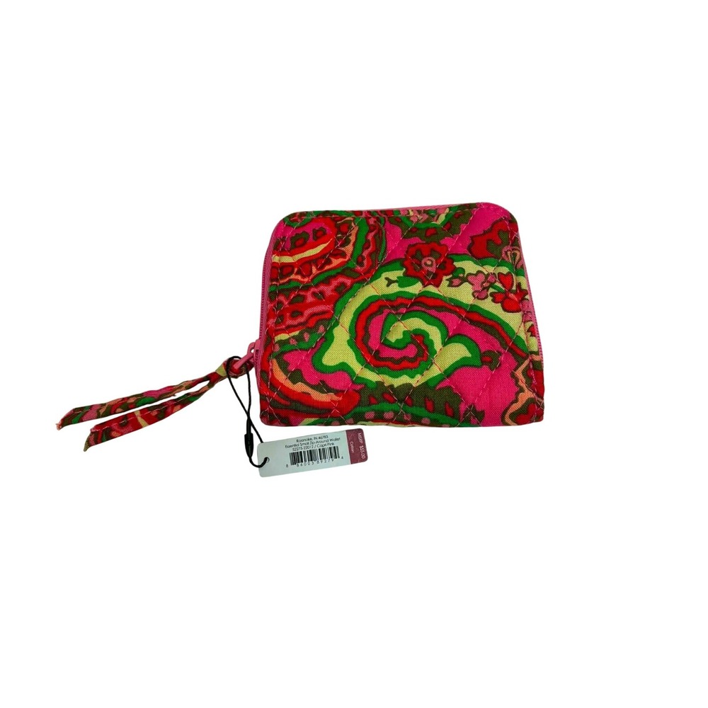 Vera Bradley Zip Wallet Womens Capri Pink Paisley Quilted Cotton 52275-22012 - Picture 1 of 6